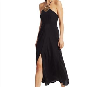 RIXO LANA BLACK Halter Shell Midi Dress Sz S